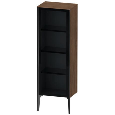 Semi-tall cabinet, XV1368LB221 Hinge position: Left, Front: Parsol grey, Corpus: Walnut dark Matt, Decor, Profile colour: Black, Profile: Black