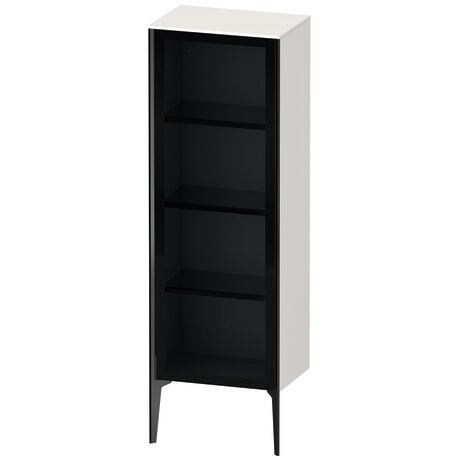 Semi-tall cabinet, XV1368LB222 Hinge position: Left, Front: Parsol grey, Corpus: White High Gloss, Decor, Profile colour: Black, Profile: Black