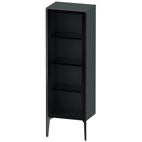 Semi-tall cabinet, XV1368LB238 Hinge position: Left, Front: Parsol grey, Corpus: Dolomite Gray High Gloss, Lacquer, Profile colour: Black, Profile: Black
