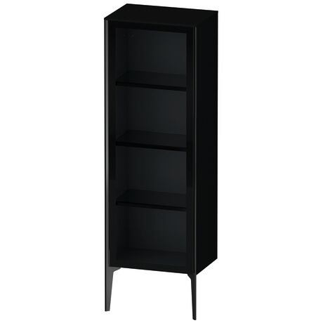 Semi-tall cabinet, XV1368LB240 Hinge position: Left, Front: Parsol grey, Corpus: Black High Gloss, Lacquer, Profile colour: Black, Profile: Black