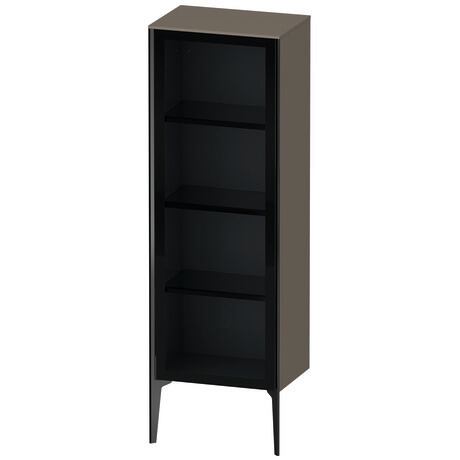 Semi-tall cabinet, XV1368LB289 Hinge position: Left, Front: Parsol grey, Corpus: Flannel Grey High Gloss, Lacquer, Profile colour: Black, Profile: Black