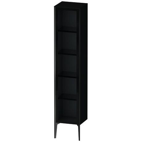 Tall cabinet, XV1375LB240 Hinge position: Left, Front: Parsol grey, Corpus: Black High Gloss, Lacquer, Profile colour: Black, Profile: Black