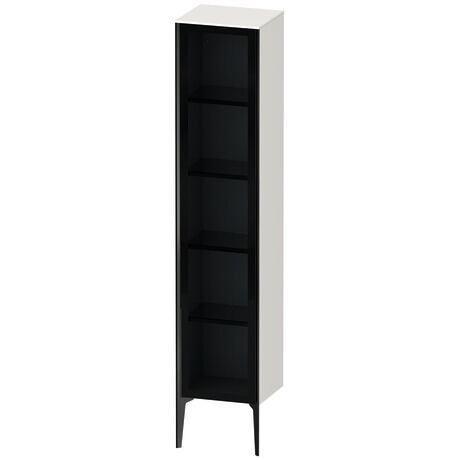 Tall cabinet, XV1375LB285 Hinge position: Left, Front: Parsol grey, Corpus: White High Gloss, Lacquer, Profile colour: Black, Profile: Black