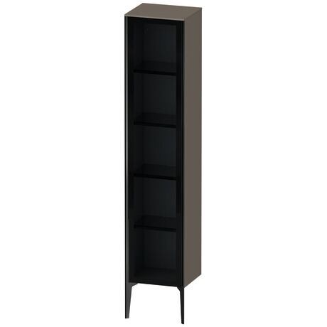 Tall cabinet, XV1375LB289 Hinge position: Left, Front: Parsol grey, Corpus: Flannel Grey High Gloss, Lacquer, Profile colour: Black, Profile: Black