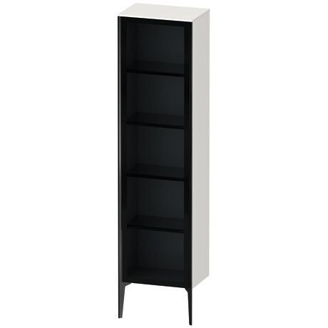 Tall cabinet, XV1376LB222 Hinge position: Left, Front: Parsol grey, Corpus: White High Gloss, Decor, Profile colour: Black, Profile: Black