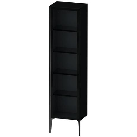 Tall cabinet, XV1376LB240 Hinge position: Left, Front: Parsol grey, Corpus: Black High Gloss, Lacquer, Profile colour: Black, Profile: Black