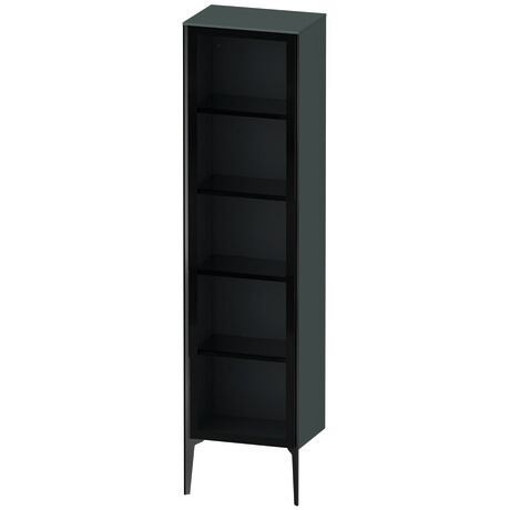 Tall cabinet, XV1376RB238 Hinge position: Right, Front: Parsol grey, Corpus: Dolomite Gray High Gloss, Lacquer, Profile colour: Black, Profile: Black