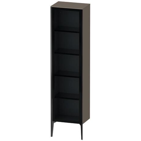 Tall cabinet, XV1376RB289 Hinge position: Right, Front: Parsol grey, Corpus: Flannel Grey High Gloss, Lacquer, Profile colour: Black, Profile: Black