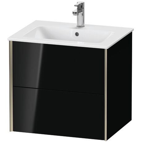 Vanity unit wall-mounted, XV41250B140 Black High Gloss, Lacquer, Profile: Champagne