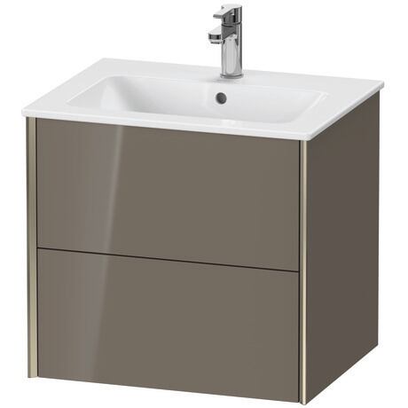 Vanity unit wall-mounted, XV41250B189 Flannel Grey High Gloss, Lacquer, Profile: Champagne