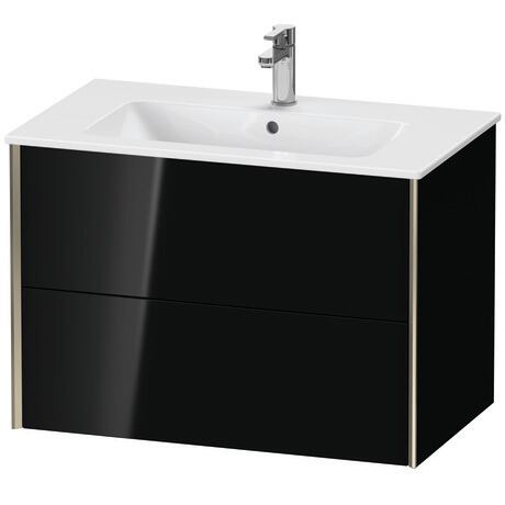 Vanity unit wall-mounted, XV41260B140 Black High Gloss, Lacquer, Profile: Champagne