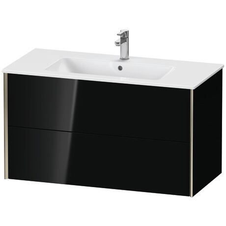 Vanity unit wall-mounted, XV41270B140 Black High Gloss, Lacquer, Profile: Champagne