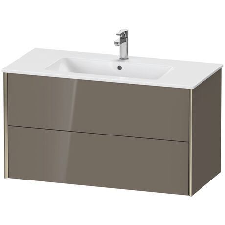 Vanity unit wall-mounted, XV41270B189 Flannel Grey High Gloss, Lacquer, Profile: Champagne