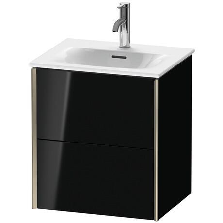 Vanity unit wall-mounted, XV41310B140 Black High Gloss, Lacquer, Profile: Champagne