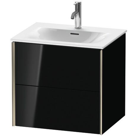 Vanity unit wall-mounted, XV41320B140 Black High Gloss, Lacquer, Profile: Champagne