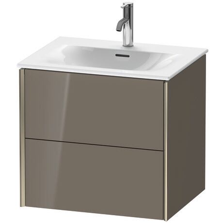 Vanity unit wall-mounted, XV41320B189 Flannel Grey High Gloss, Lacquer, Profile: Champagne