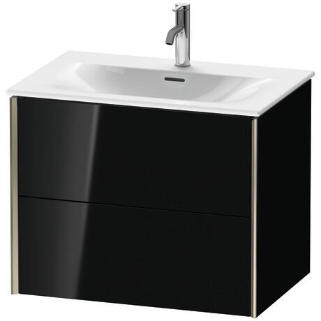 Vanity unit wall-mounted, XV41330B140 Black High Gloss, Lacquer, Profile: Champagne