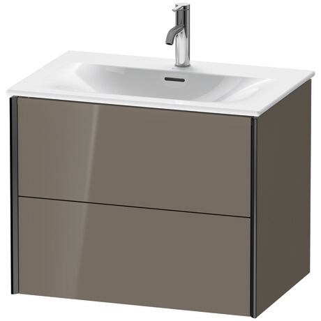 Vanity unit wall-mounted, XV41330B289 Flannel Grey High Gloss, Lacquer, Profile: Black