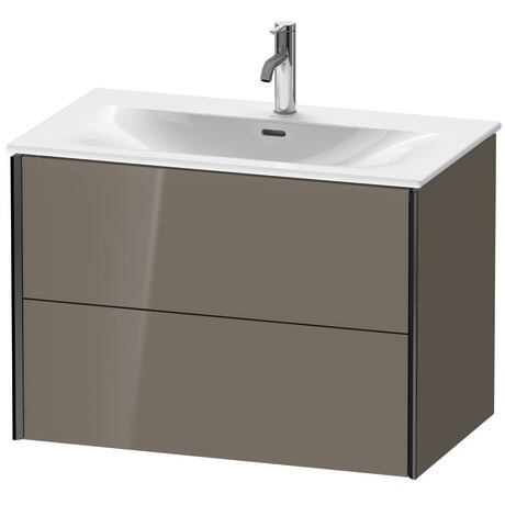 Vanity unit wall-mounted, XV41340B289 Flannel Grey High Gloss, Lacquer, Profile: Black