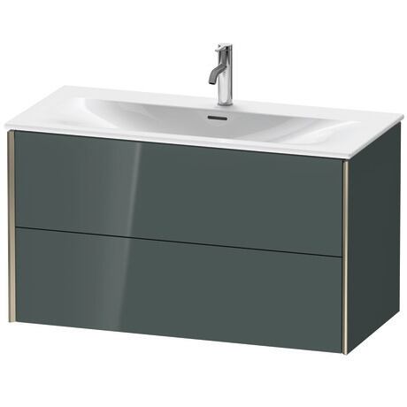 Vanity unit wall-mounted, XV41350B138 Dolomite Gray High Gloss, Lacquer, Profile: Champagne