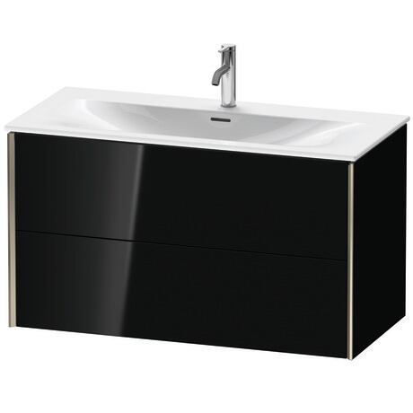 Vanity unit wall-mounted, XV41350B140 Black High Gloss, Lacquer, Profile: Champagne