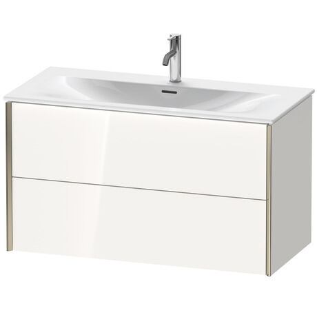 Vanity unit wall-mounted, XV41350B185 White High Gloss, Lacquer, Profile: Champagne