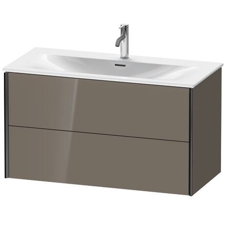 Vanity unit wall-mounted, XV41350B289 Flannel Grey High Gloss, Lacquer, Profile: Black