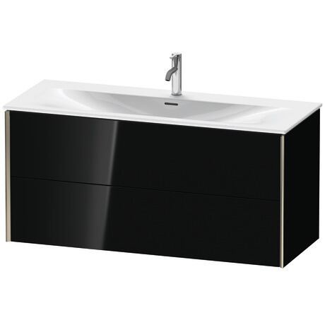Vanity unit wall-mounted, XV41360B140 Black High Gloss, Lacquer, Profile: Champagne