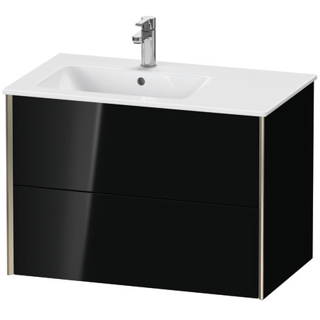 Vanity unit wall-mounted, XV41580B140 Black High Gloss, Lacquer, Profile: Champagne