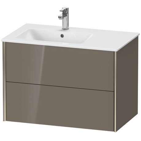 Vanity unit wall-mounted, XV41580B189 Flannel Grey High Gloss, Lacquer, Profile: Champagne