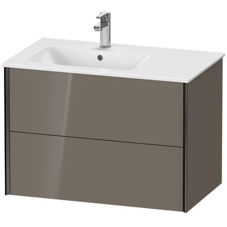 Vanity unit wall-mounted, XV41580B289 Flannel Grey High Gloss, Lacquer, Profile: Black