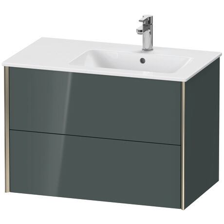 Vanity unit wall-mounted, XV41590B138 Dolomite Gray High Gloss, Lacquer, Profile: Champagne