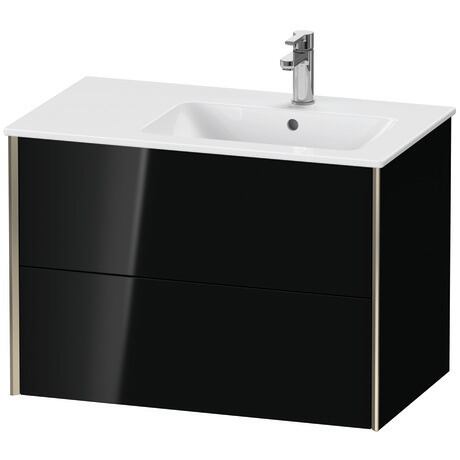 Vanity unit wall-mounted, XV41590B140 Black High Gloss, Lacquer, Profile: Champagne