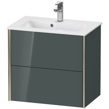 Vanity unit wall-mounted, XV41780B138 Dolomite Gray High Gloss, Lacquer, Profile: Champagne