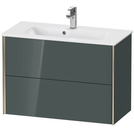 Vanity unit wall-mounted, XV41790B138 Dolomite Gray High Gloss, Lacquer, Profile: Champagne