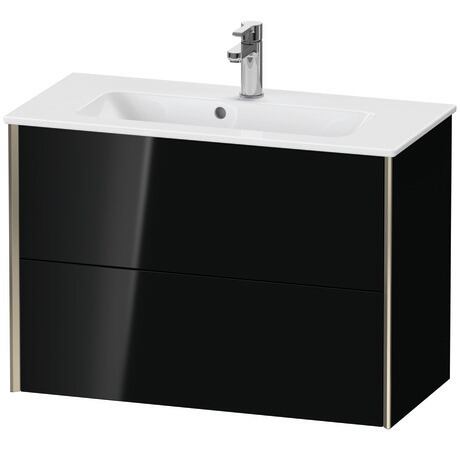 Vanity unit wall-mounted, XV41790B140 Black High Gloss, Lacquer, Profile: Champagne