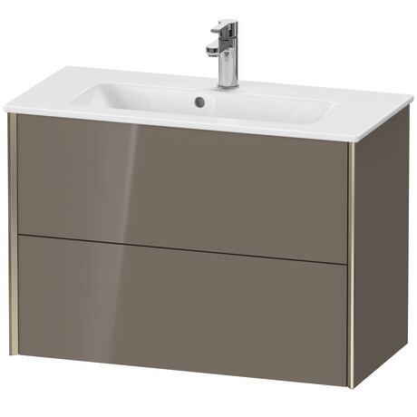 Vanity unit wall-mounted, XV41790B189 Flannel Grey High Gloss, Lacquer, Profile: Champagne