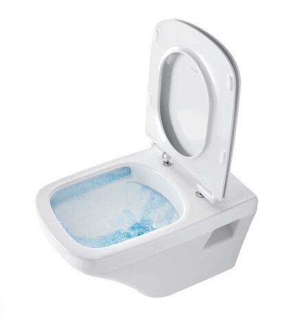 WC-zitting, 0063710000 vorm: D-shaped, Wit Hoogglans, kleur scharnier: RVS