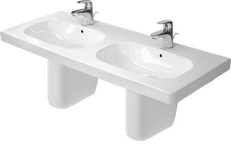 Double washbasin, 03481200002 White High Gloss, Rectangular, Number of washing areas: 2 Middle, Number of faucet holes per wash area: 1 Middle