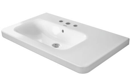 Washbasin, 2325800000 White High Gloss, Rectangular, Number of washing areas: 1 Left, Number of faucet holes per wash area: 1 Middle, Overflow: Yes