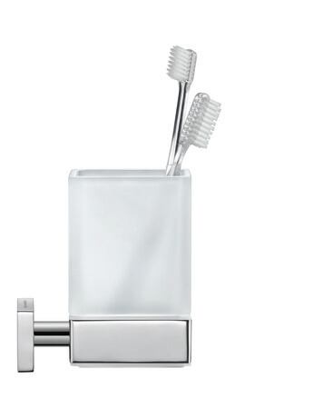 Soporte con vaso, 0099511000 Color: Blanco Mate, Cristal, Latón, Posición del soporte para cepillo de dientes: Centro