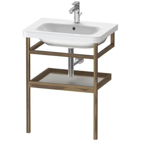 Console, DS988100777 Pedestal color: American Walnut, Solid wood, Shelf color: Concrete Gray, Engineered wood