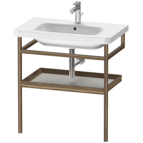 Console, DS988200777 Pedestal color: American Walnut, Solid wood, Shelf color: Concrete Gray, Engineered wood