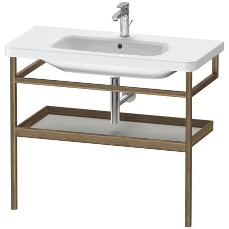 Console, DS988300777 Pedestal color: American Walnut, Solid wood, Shelf color: Concrete Gray, Engineered wood