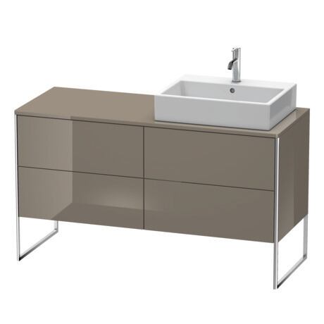 Mueble bajo lavabo al suelo con encimera, XS4923R8989 Franela gris Brillante, Lacado