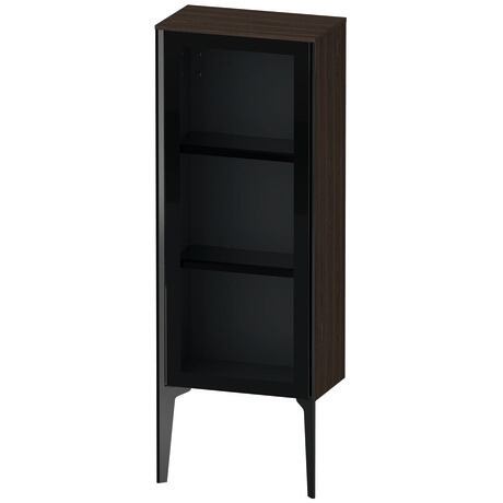 Semi-tall cabinet, XV1360LB269 Hinge position: Left, Front: Parsol grey, Corpus: Brushed walnut Matt, Real wood veneer, Profile colour: Black, Profile: Black