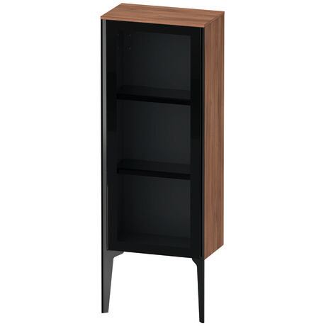 Semi-tall cabinet, XV1360LB279 Hinge position: Left, Front: Parsol grey, Corpus: Walnut Matt, Decor, Profile colour: Black, Profile: Black
