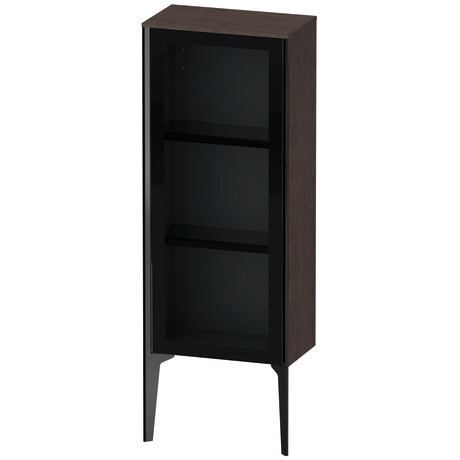 Semi-tall cabinet, XV1360RB272 Hinge position: Right, Front: Parsol grey, Corpus: Brushed dark oak Matt, Real wood veneer, Profile colour: Black, Profile: Black