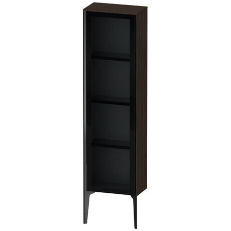 Semi-tall cabinet, XV1365LB269 Hinge position: Left, Front: Parsol grey, Corpus: Brushed walnut Matt, Real wood veneer, Profile colour: Black, Profile: Black