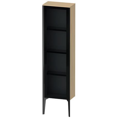 Semi-tall cabinet, XV1365LB271 Hinge position: Left, Front: Parsol grey, Corpus: Mediterranean oak Matt, Real wood veneer, Profile colour: Black, Profile: Black